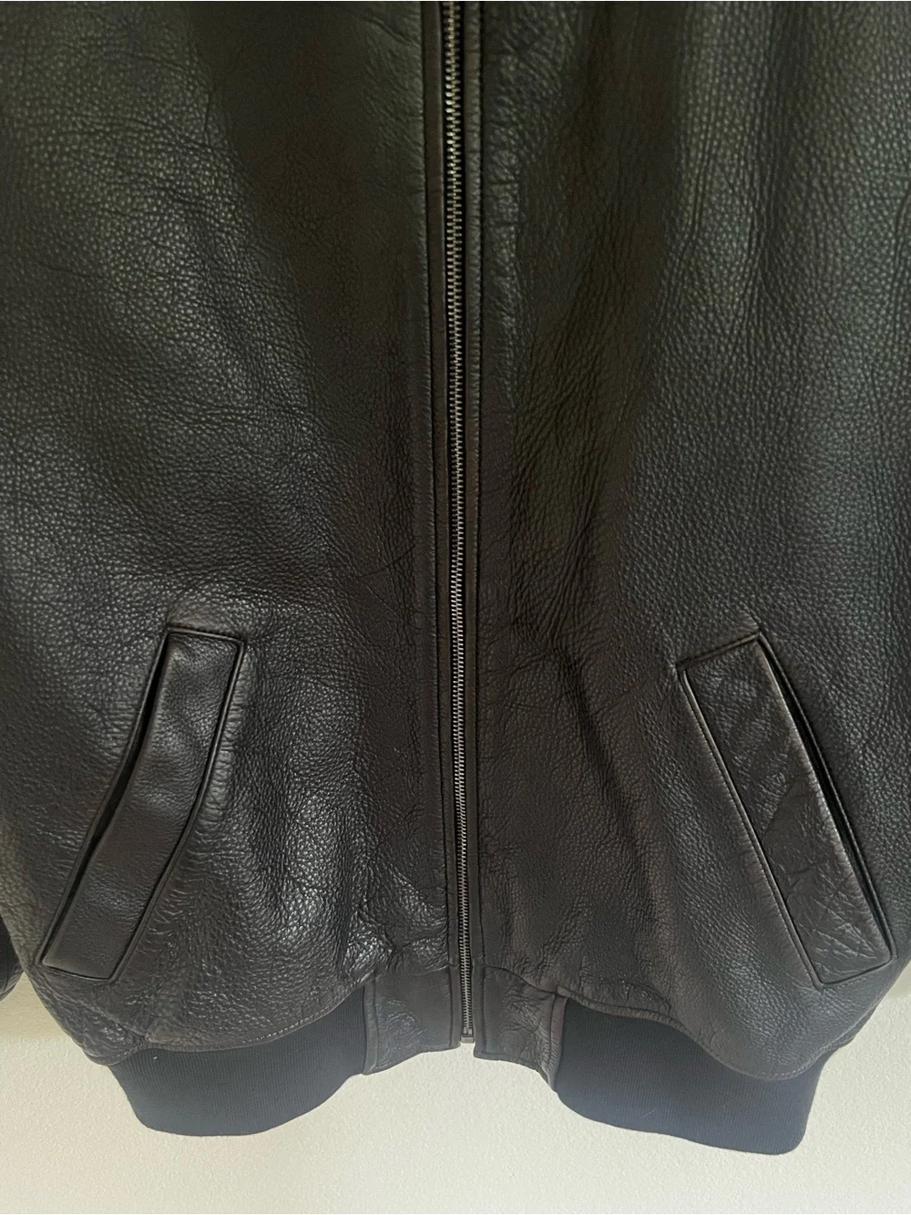 Banana Republic Black Distressed Oversized Leather Bomber Jacket XS